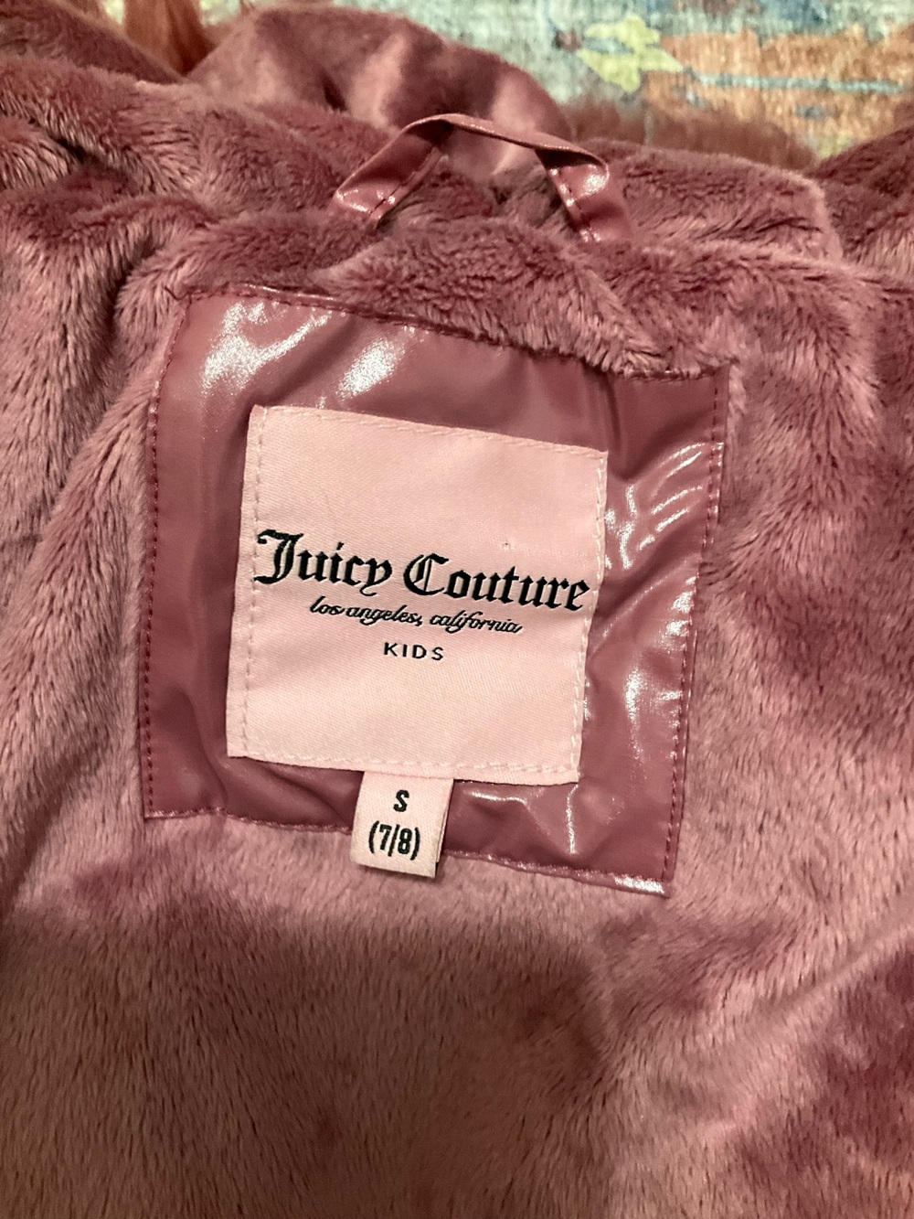 Juicy Couture Plush Hooded Jacket in Mauve Pink
